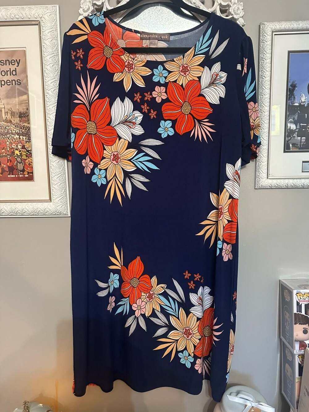 Alexandra + Oak Floral Shift Dress Navy Combo Size XL Style S22091